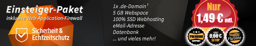 Webhosting ab 1,49 EUR mtl.