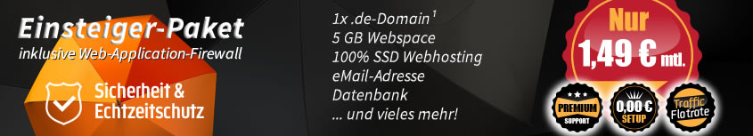 Webspace ab 1,49 EUR mtl.