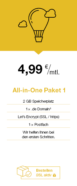 Webhosting All-in-One bestellen, Webhosting All-in-One kaufen